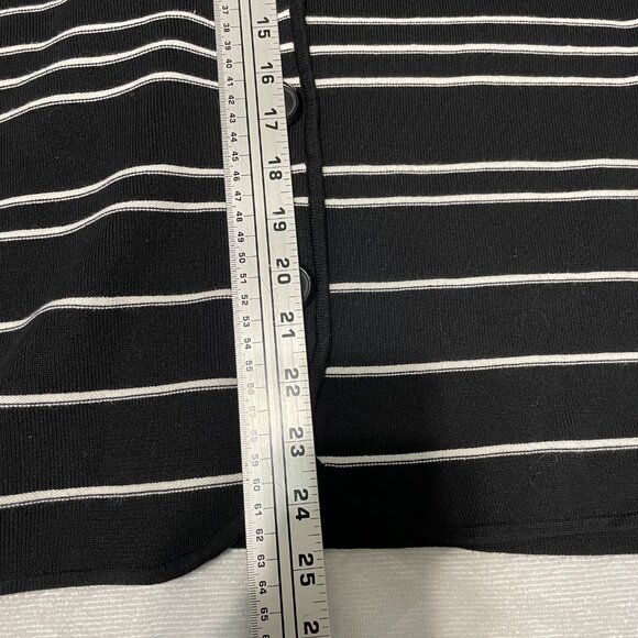Jones New York Women’s Cotton Button-Up Striped Black Sweater - Picture 14 of 16
